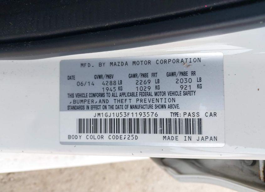Photo 9 of 2015 Mazda Mazda6 I SPORT (VIN JM1GJ1U53F1193576)