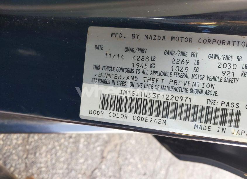 Photo 9 of 2015 Mazda Mazda6 I SPORT (VIN JM1GJ1U53F1220971)