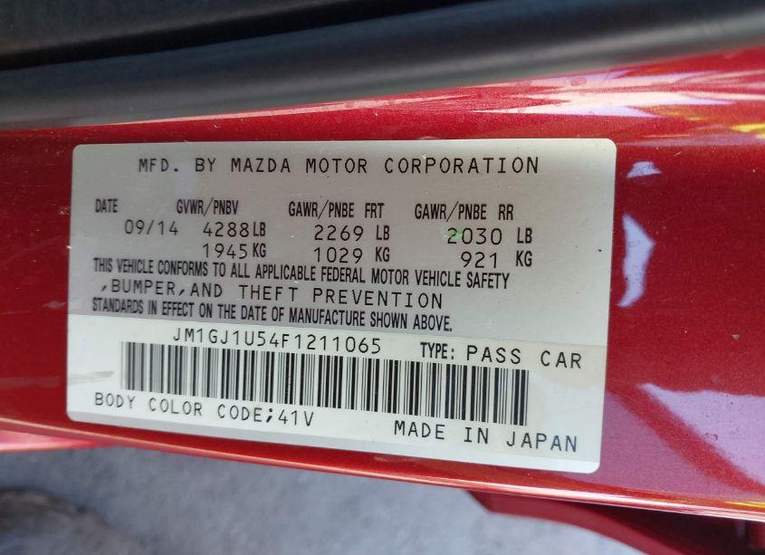 Photo 9 of 2015 Mazda Mazda6 I SPORT (VIN JM1GJ1U54F1211065)