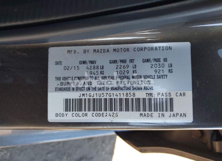 Photo 9 of 2016 Mazda Mazda6 I SPORT (VIN JM1GJ1U57G1411858)