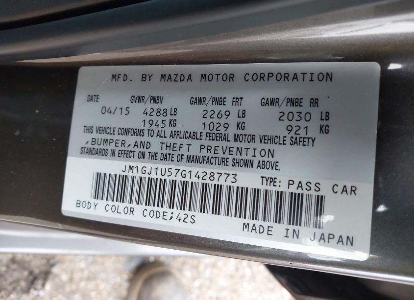 Photo 9 of 2016 Mazda Mazda6 I SPORT (VIN JM1GJ1U57G1428773)