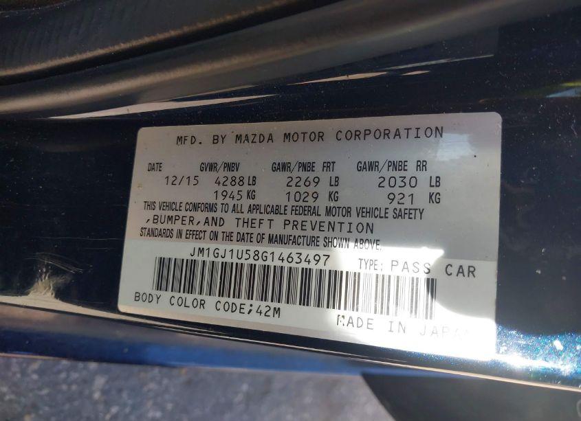 Photo 9 of 2016 Mazda Mazda6 I SPORT (VIN JM1GJ1U58G1463497)