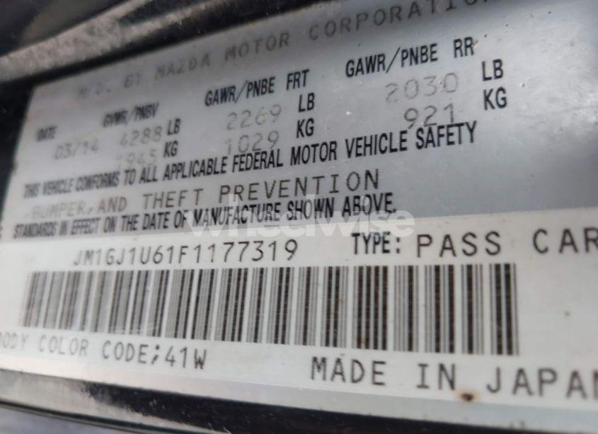 Photo 9 of 2015 Mazda Mazda6 I SPORT (VIN JM1GJ1U61F1177319)