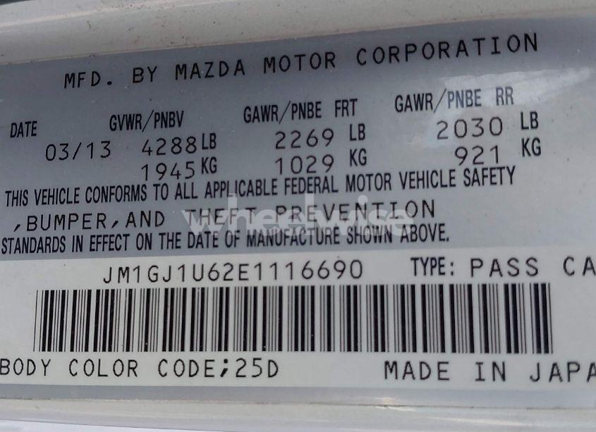 Photo 9 of 2014 Mazda Mazda6 I SPORT (VIN JM1GJ1U62E1116690)