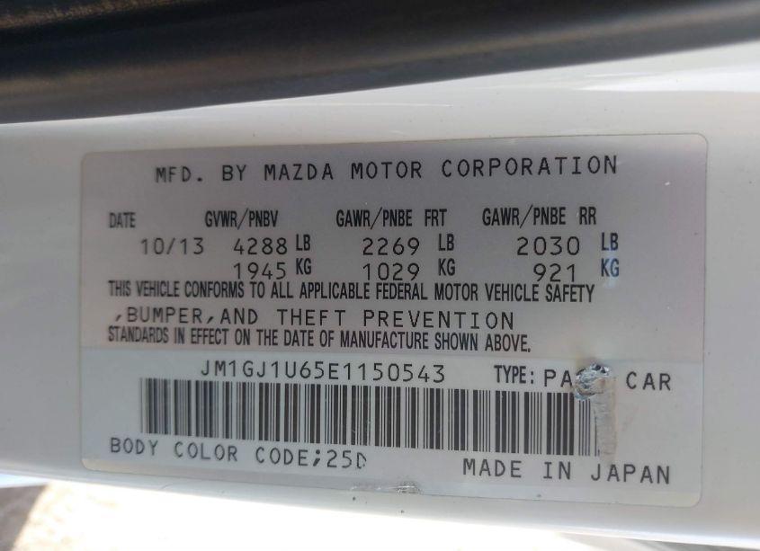 Photo 9 of 2014 Mazda Mazda6 I SPORT (VIN JM1GJ1U65E1150543)