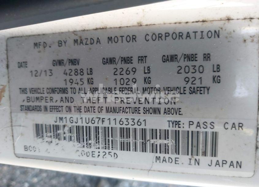 Photo 9 of 2015 Mazda Mazda6 I SPORT (VIN JM1GJ1U67F1163361)