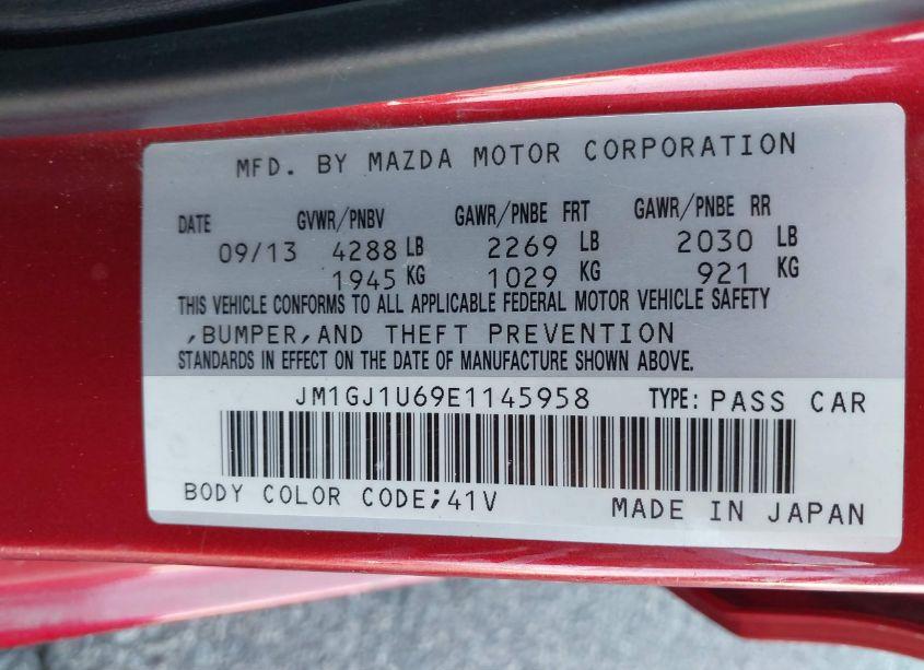 Photo 9 of 2014 Mazda Mazda6 I SPORT (VIN JM1GJ1U69E1145958)