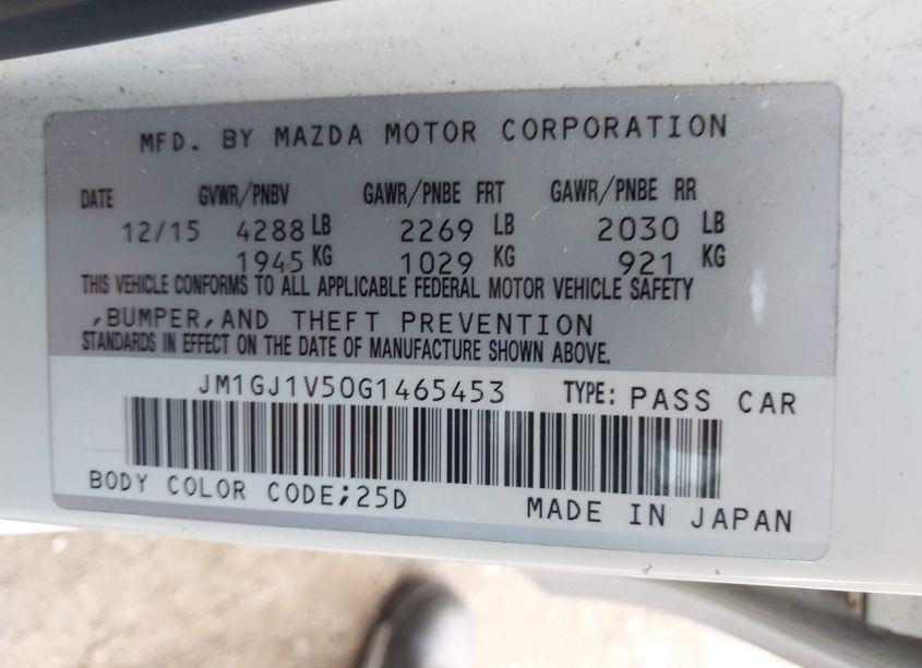 Photo 9 of 2016 Mazda Mazda6 I TOURING (VIN JM1GJ1V50G1465453)