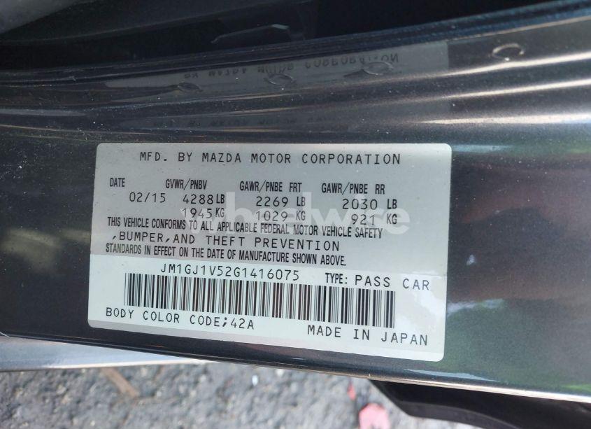 Photo 9 of 2016 Mazda Mazda6 (VIN JM1GJ1V52G1416075)