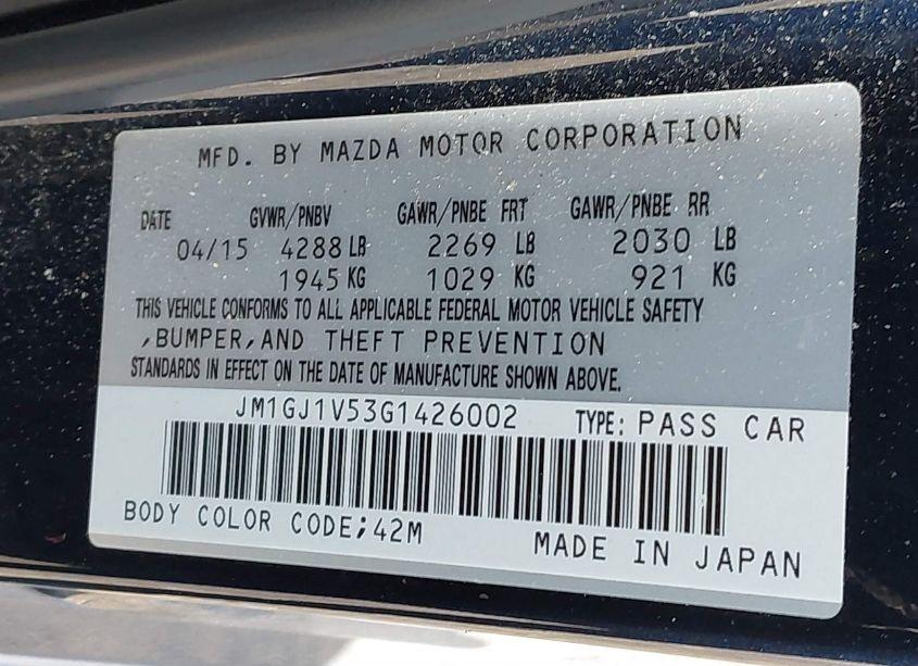 Photo 9 of 2016 Mazda Mazda6 I TOURING (VIN JM1GJ1V53G1426002)