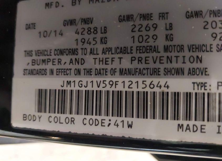 Photo 9 of 2015 Mazda Mazda6 I TOURING (VIN JM1GJ1V59F1215644)