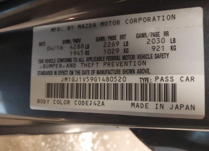 Photo 9 of 2016 Mazda Mazda6 I TOURING (VIN JM1GJ1V59G1480520)