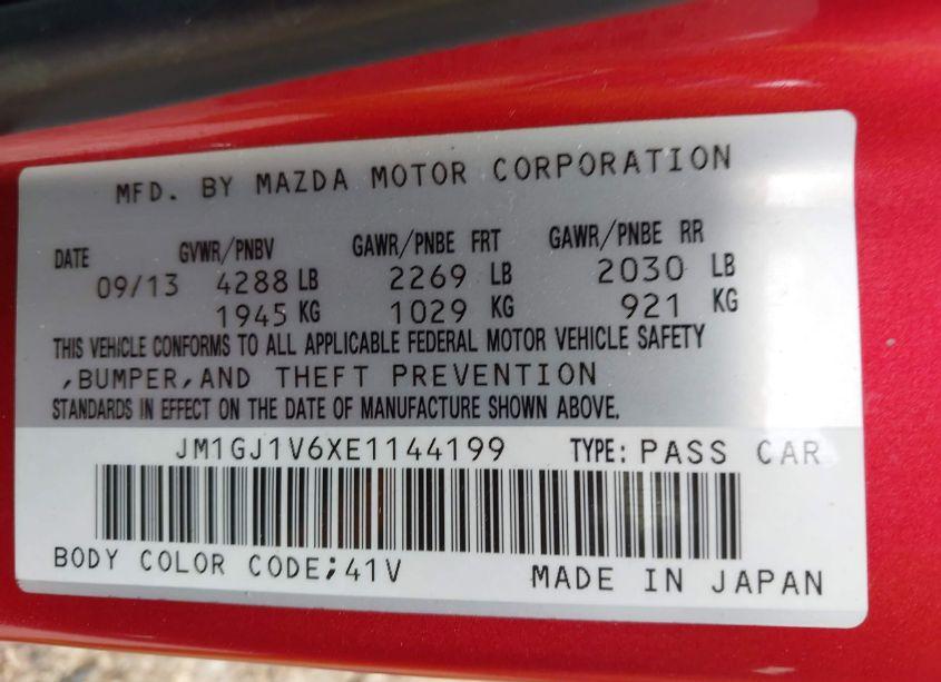 Photo 9 of 2014 Mazda Mazda6 I TOURING (VIN JM1GJ1V6XE1144199)