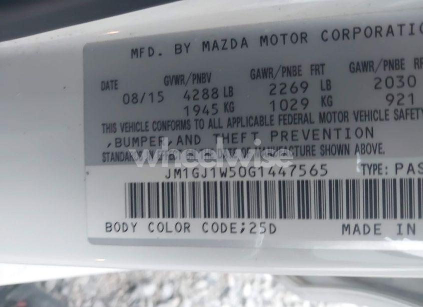 Photo 9 of 2016 Mazda Mazda6 I GRAND TOURING (VIN JM1GJ1W50G1447565)