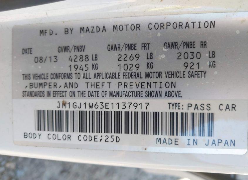 Photo 9 of 2014 Mazda Mazda6 I GRAND TOURING (VIN JM1GJ1W63E1137917)