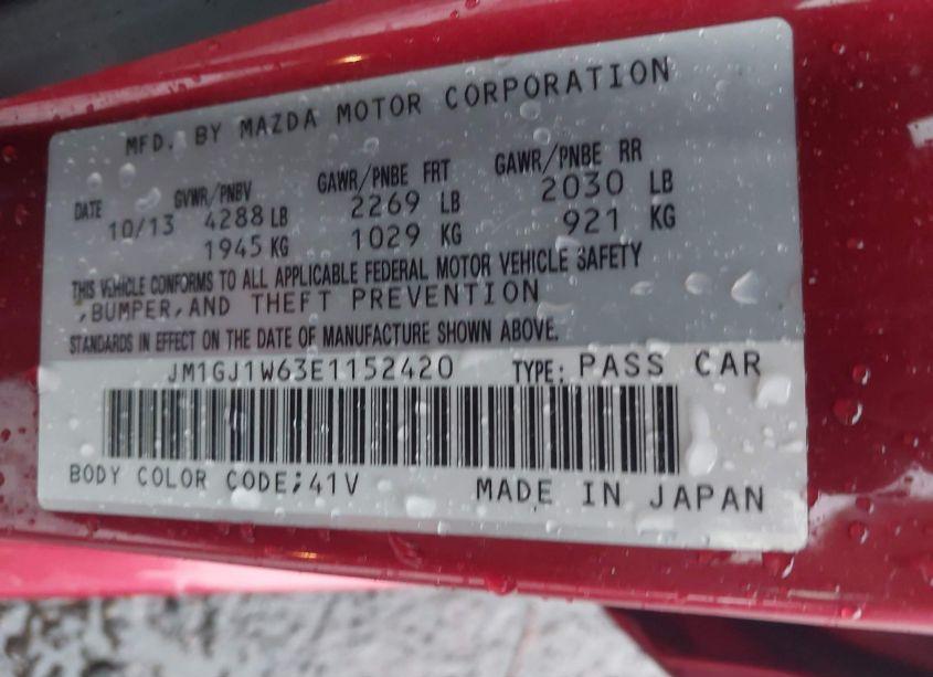 Photo 9 of 2014 Mazda Mazda6 I GRAND TOURING (VIN JM1GJ1W63E1152420)