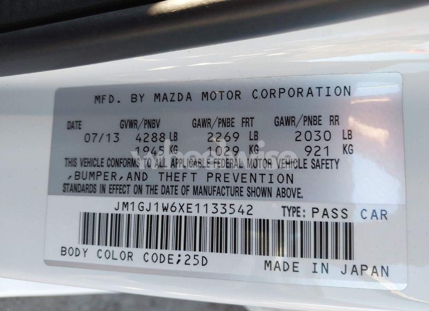 Photo 9 of 2014 Mazda Mazda6 I GRAND TOURING (VIN JM1GJ1W6XE1133542)