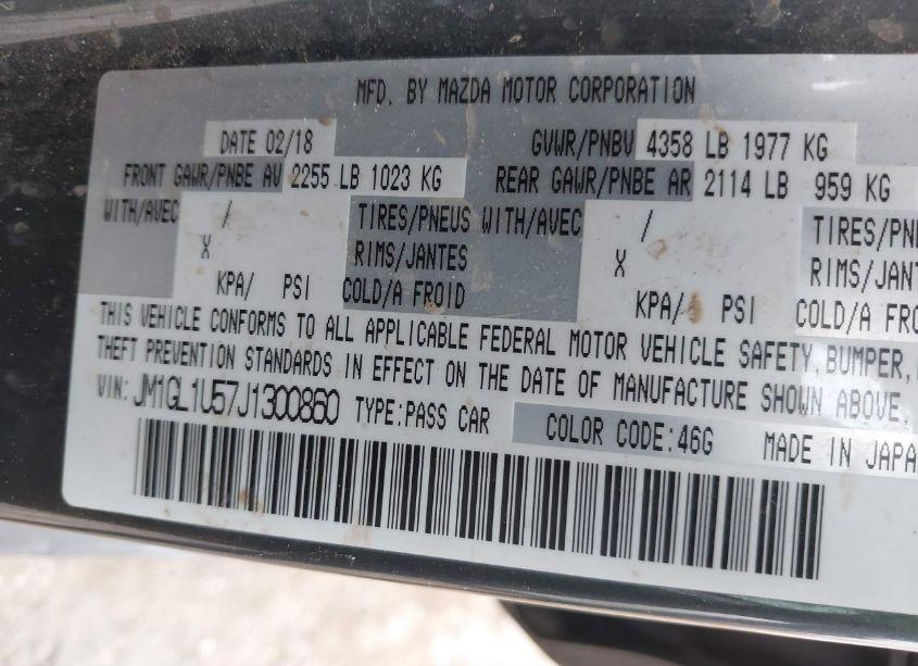 Photo 9 of 2018 Mazda Mazda6 SPORT (VIN JM1GL1U57J1300860)