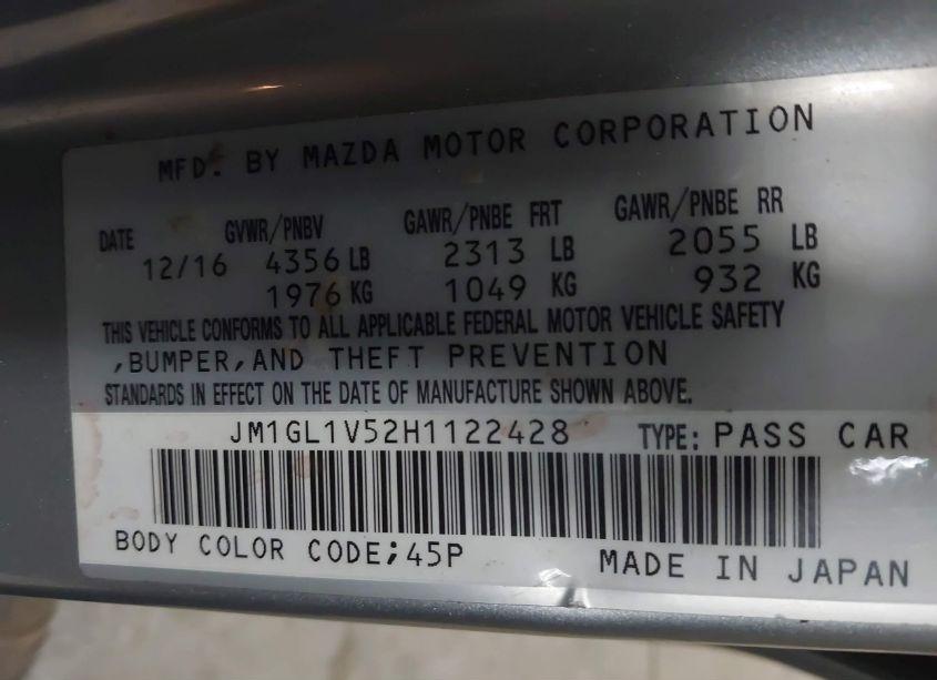 Photo 9 of 2017 Mazda Mazda6 TOURING (VIN JM1GL1V52H1122428)