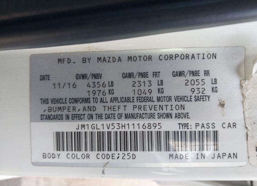 Photo 9 of 2017 Mazda Mazda6 TOURING (VIN JM1GL1V53H1116895)