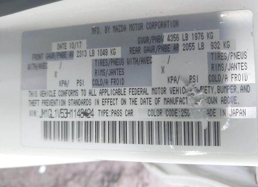 Photo 9 of 2017 Mazda Mazda6 TOURING (VIN JM1GL1V53H1148424)