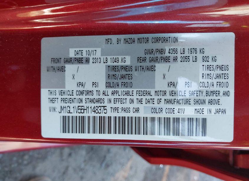 Photo 9 of 2017 Mazda Mazda6 TOURING (VIN JM1GL1V55H1148375)