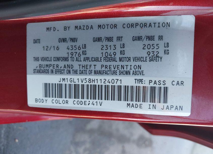 Photo 9 of 2017 Mazda Mazda6 TOURING (VIN JM1GL1V58H1124071)