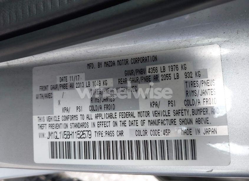 Photo 9 of 2017 Mazda Mazda6 TOURING (VIN JM1GL1V58H1152579)