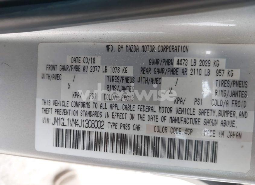 Photo 9 of 2018 Mazda Mazda6 TOURING (VIN JM1GL1VM4J1308002)