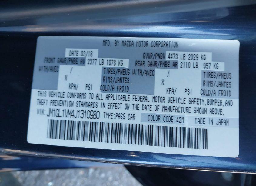 Photo 9 of 2018 Mazda Mazda6 TOURING (VIN JM1GL1VM4J1310980)