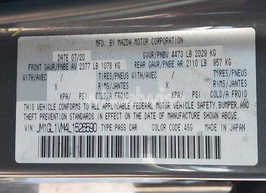 Photo 9 of 2020 Mazda Mazda6 TOURING (VIN JM1GL1VM4L1526590)