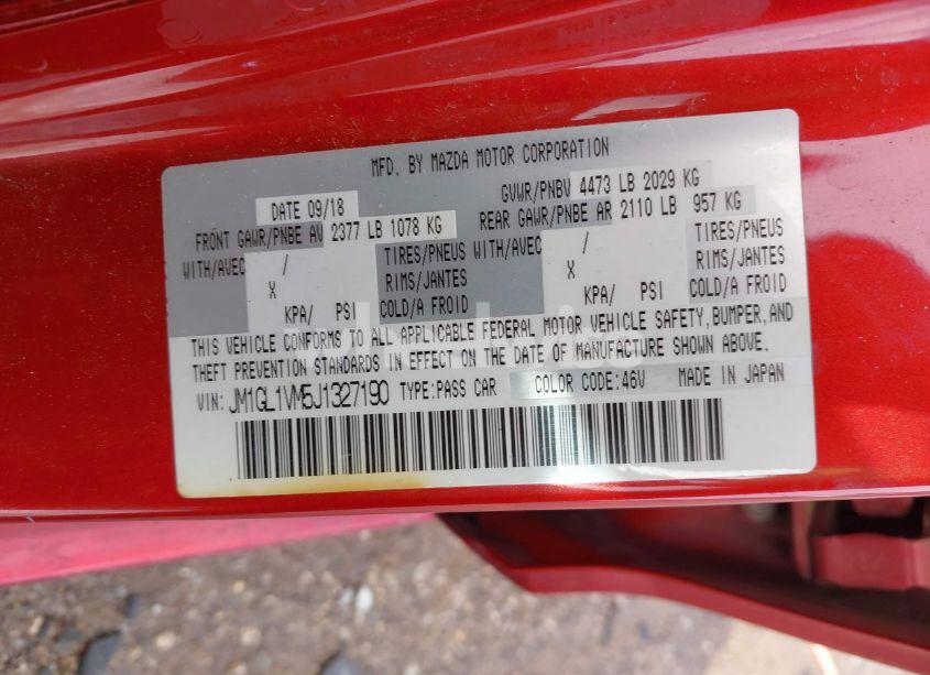 Photo 9 of 2018 Mazda Mazda6 TOURING (VIN JM1GL1VM5J1327190)