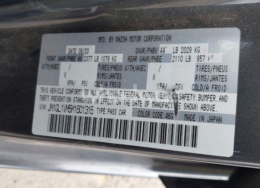 Photo 9 of 2021 Mazda Mazda6 TOURING (VIN JM1GL1VM5M1601315)