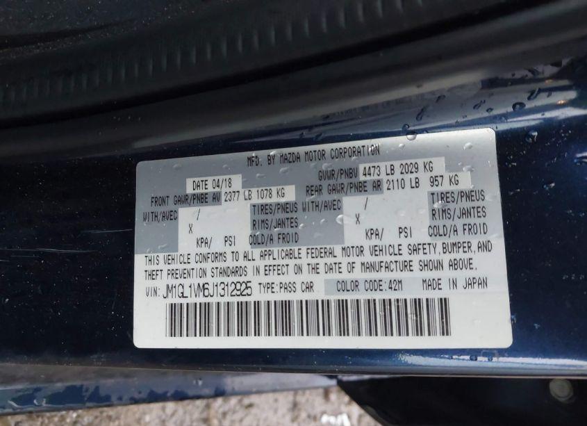 Photo 9 of 2018 Mazda Mazda6 TOURING (VIN JM1GL1VM6J1312925)