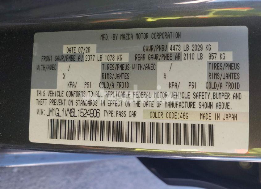 Photo 9 of 2020 Mazda Mazda6 TOURING (VIN JM1GL1VM6L1524906)