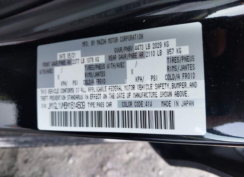 Photo 9 of 2021 Mazda Mazda6 TOURING (VIN JM1GL1VM6M1614509)