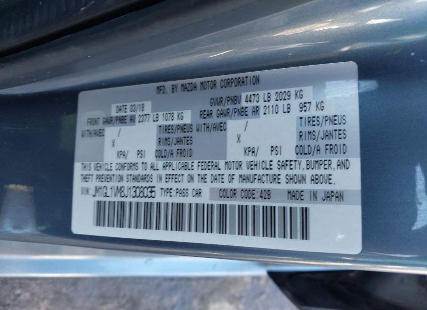 Photo 9 of 2018 Mazda Mazda6 TOURING (VIN JM1GL1VM8J1308035)