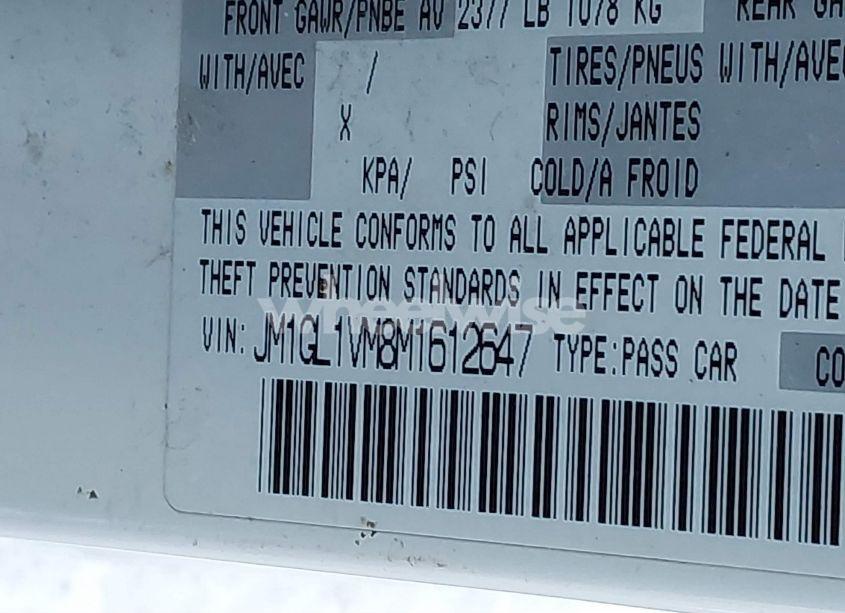 Photo 9 of 2021 Mazda Mazda6 TOURING (VIN JM1GL1VM8M1612647)