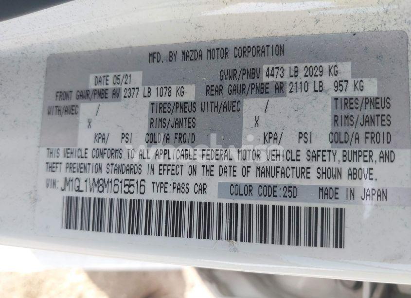 Photo 9 of 2021 Mazda Mazda6 TOURING (VIN JM1GL1VM8M1615516)