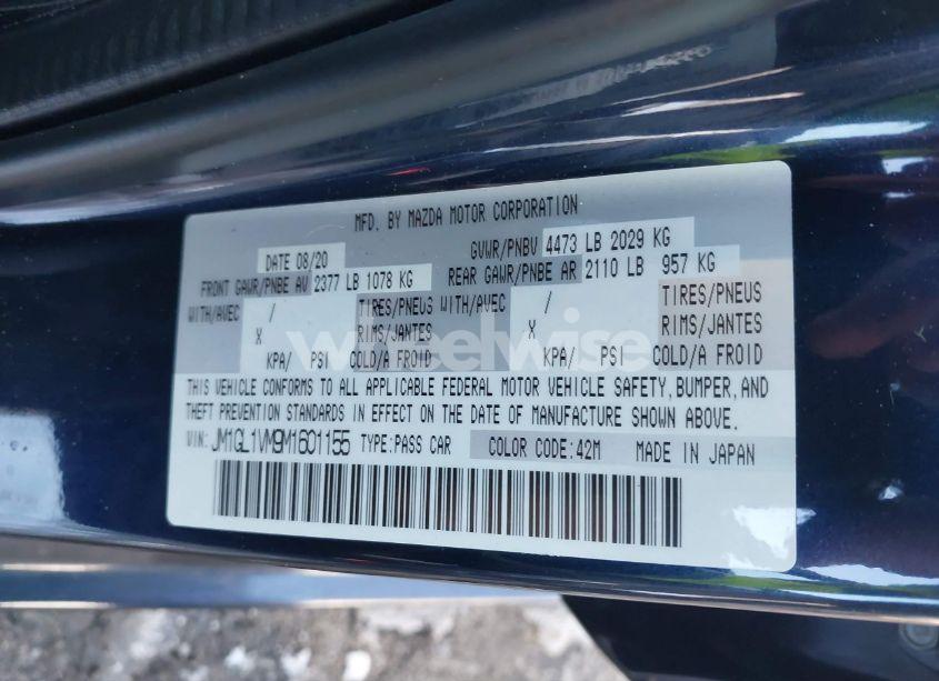 Photo 9 of 2021 Mazda Mazda6 TOURING (VIN JM1GL1VM9M1601155)