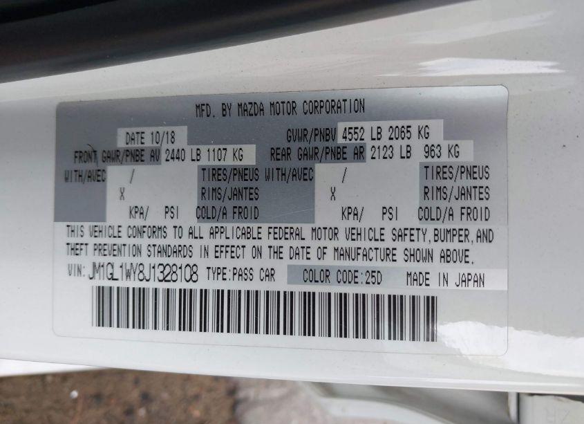 Photo 9 of 2018 Mazda Mazda6 GRAND TOURING RESERVE (VIN JM1GL1WY8J1328108)