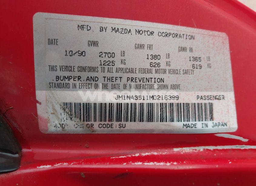 Photo 9 of 1991 Mazda Mx-5 MIATA (VIN JM1NA3511M0216399)