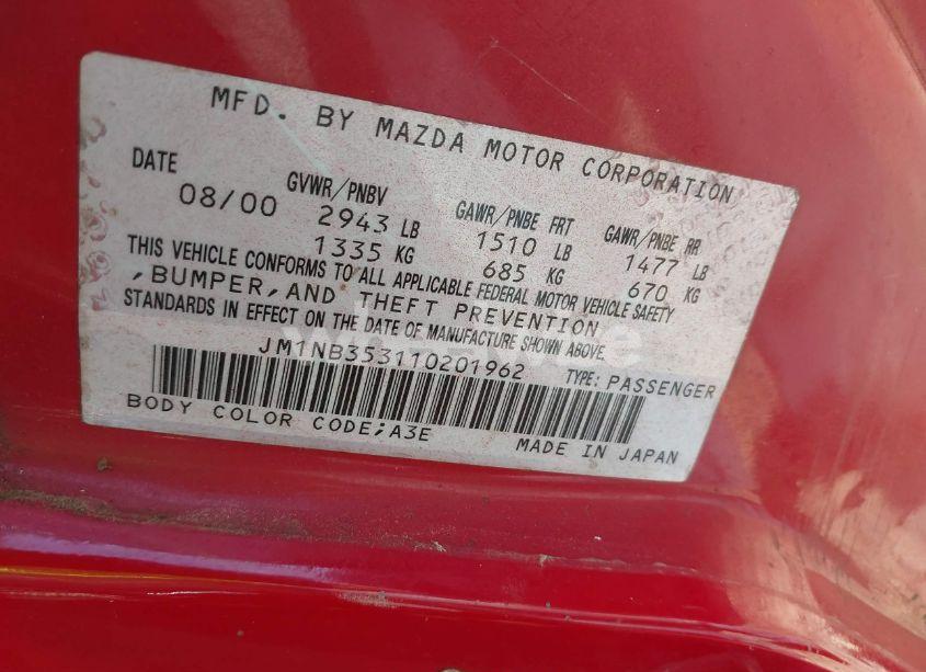 Photo 9 of 2001 Mazda Mx-5 MIATA LS/SPECIAL EDITION (VIN JM1NB353110201962)