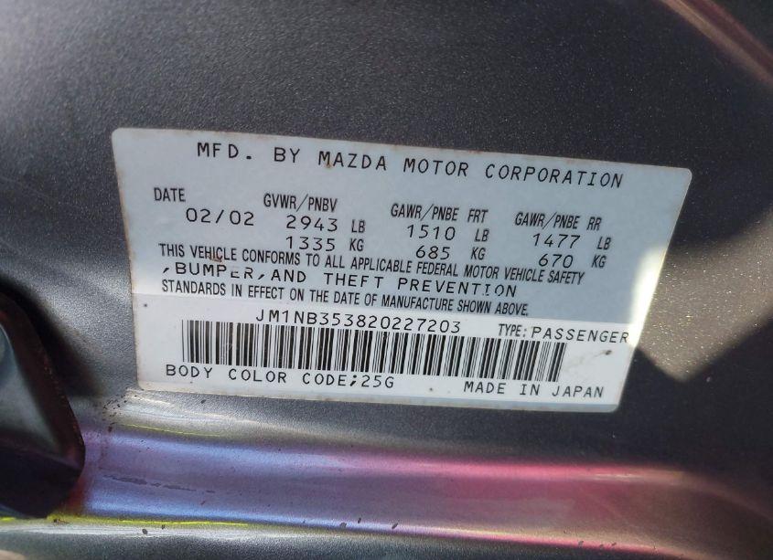 Photo 9 of 2002 Mazda Mx-5 MIATA CLOTH/LS/SE (VIN JM1NB353820227203)