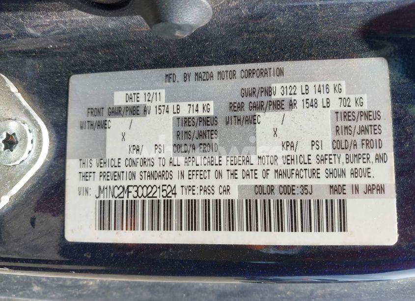 Photo 9 of 2012 Mazda Mx-5 MIATA TOURING (VIN JM1NC2MF3C0221524)