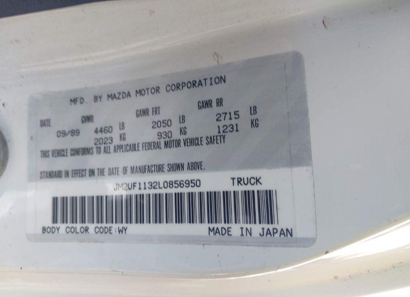 Photo 9 of 1990 Mazda B2200 SHORT BED (VIN JM2UF1132L0856950)