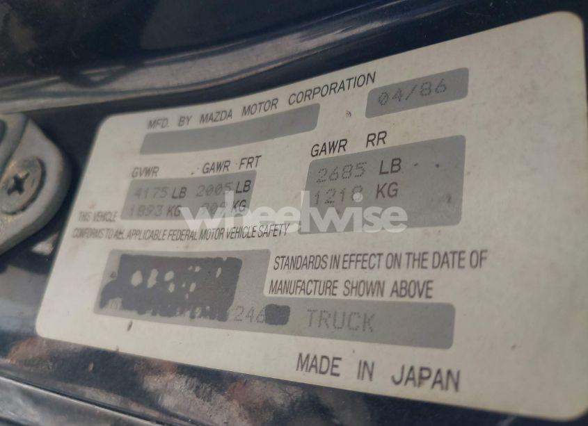 Photo 12 of 1987 Mazda B2000 CAB PLUS (VIN JM2UF311XH0511246)