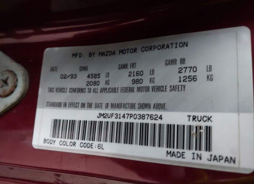 Photo 9 of 1993 Mazda B2600 CAB PLUS (VIN JM2UF3147P0387624)