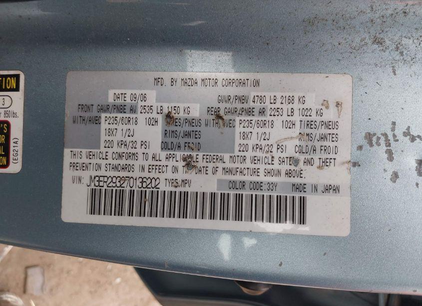 Photo 9 of 2007 Mazda Cx-7 SPORT (VIN JM3ER293270136202)