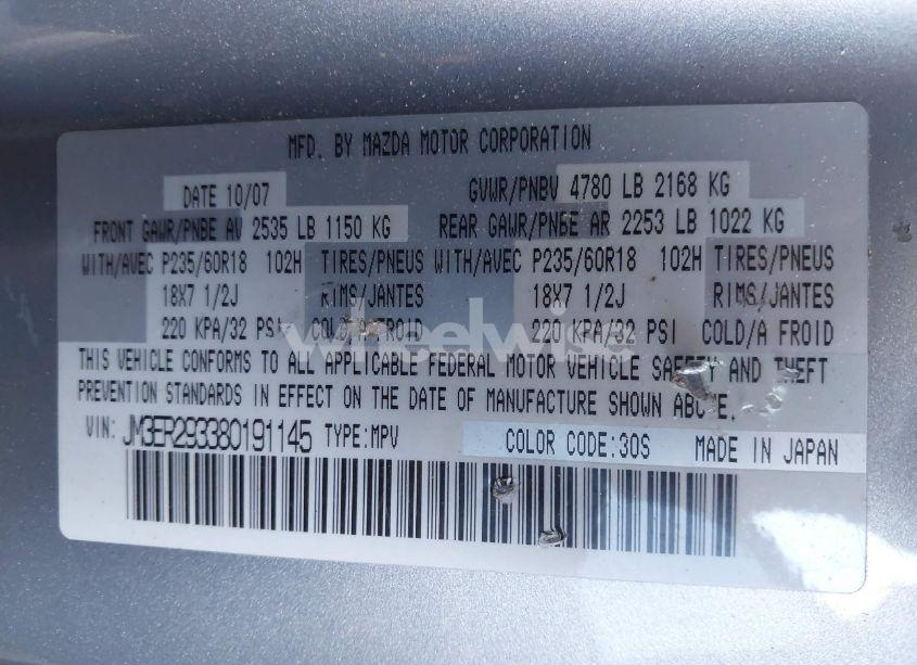 Photo 9 of 2008 Mazda Cx-7 GRAND TOURING (VIN JM3ER293380191145)